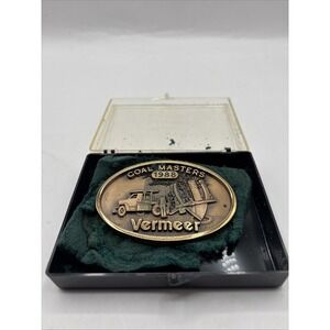 Vtg 1988 Vermeer Co Advertising Belt Buckle GOAL MASTERS Ag Industrial Machinery